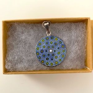 Italian Glass Necklace with Sterling Silver Chain